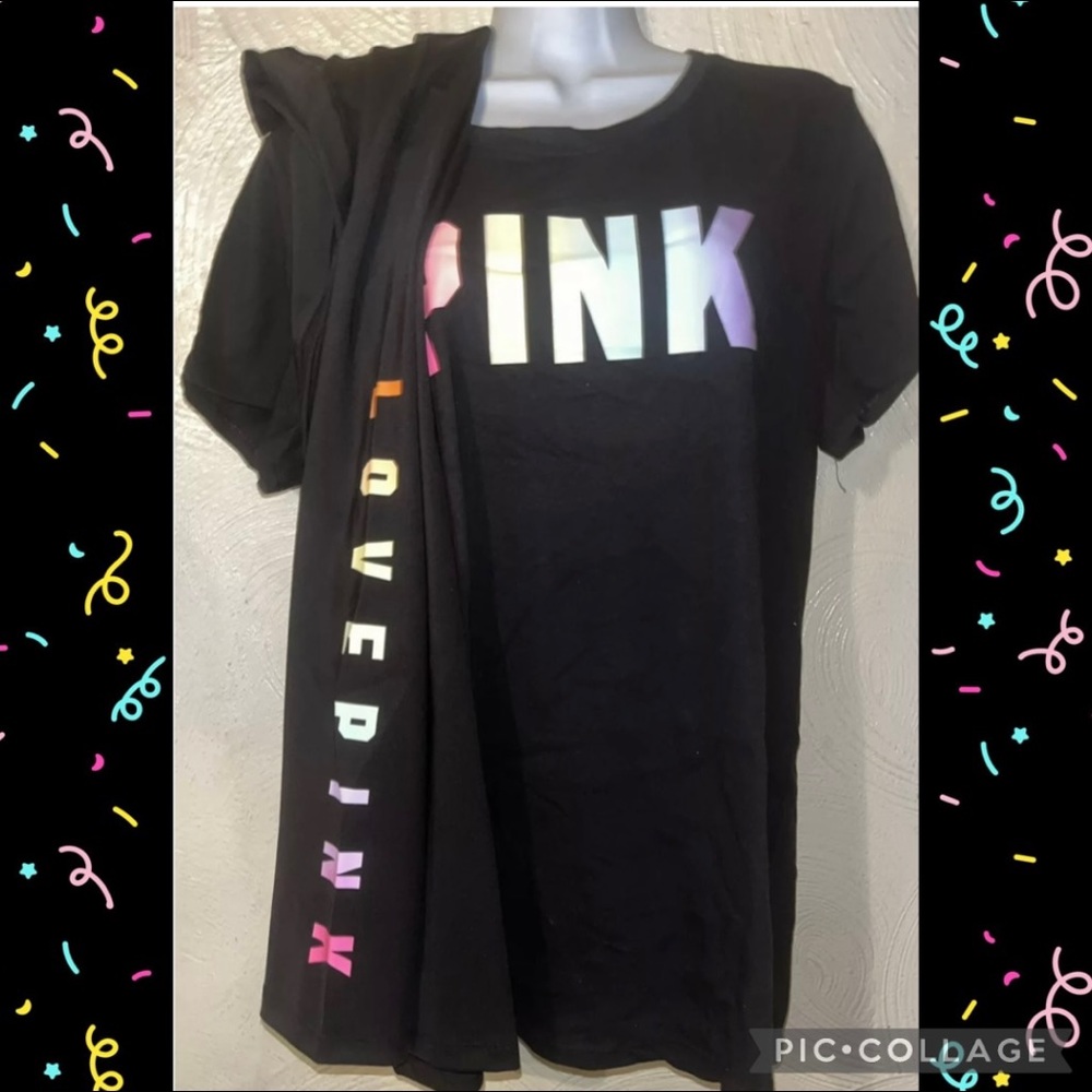 Victoria's Secret PINK rainbow outfit! tee and
ultimate leggings size xl NWT VS